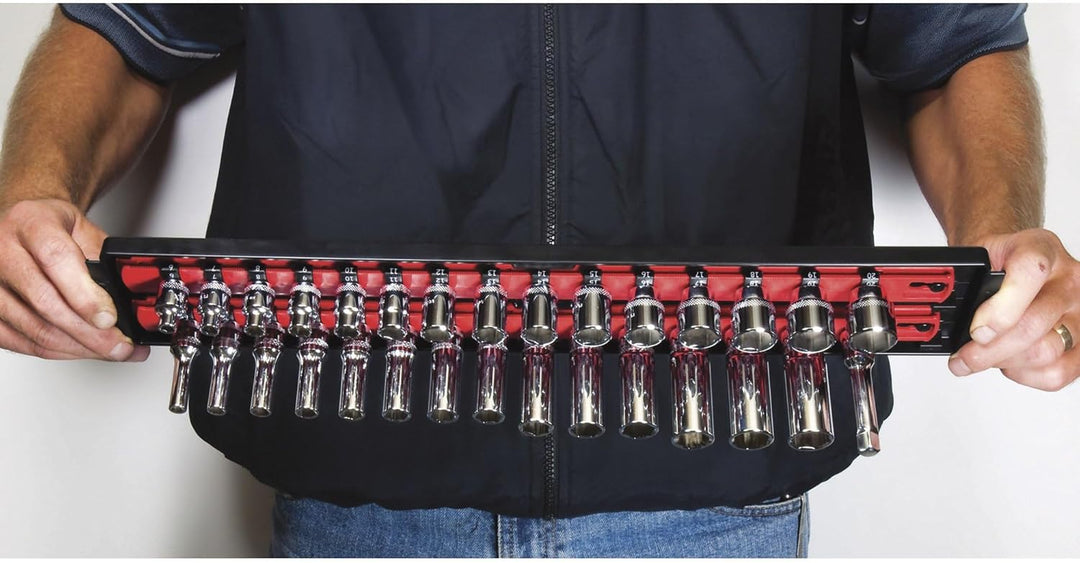 Ernst Verarbeitung Boss 2-rail Universal Twist Lock Socket Tablett, 8452 19", 1/4" Drive Rot, 19", 1
