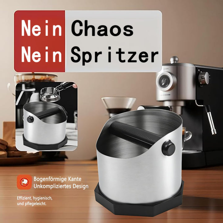 Abklopfbehälter Siebträger,Knock Box mit Abnehmbarer Abklopfskeule Espresso Klopfbox Barista Stil mi