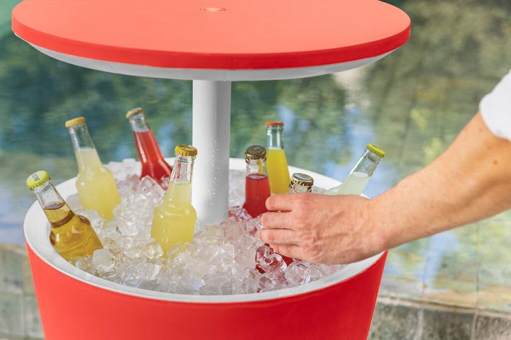 Keter Classic Cool Bar Beistelltisch, 30L, weiss/rot | inklusive Kühlfunktion, ausziehbar zum Cockta
