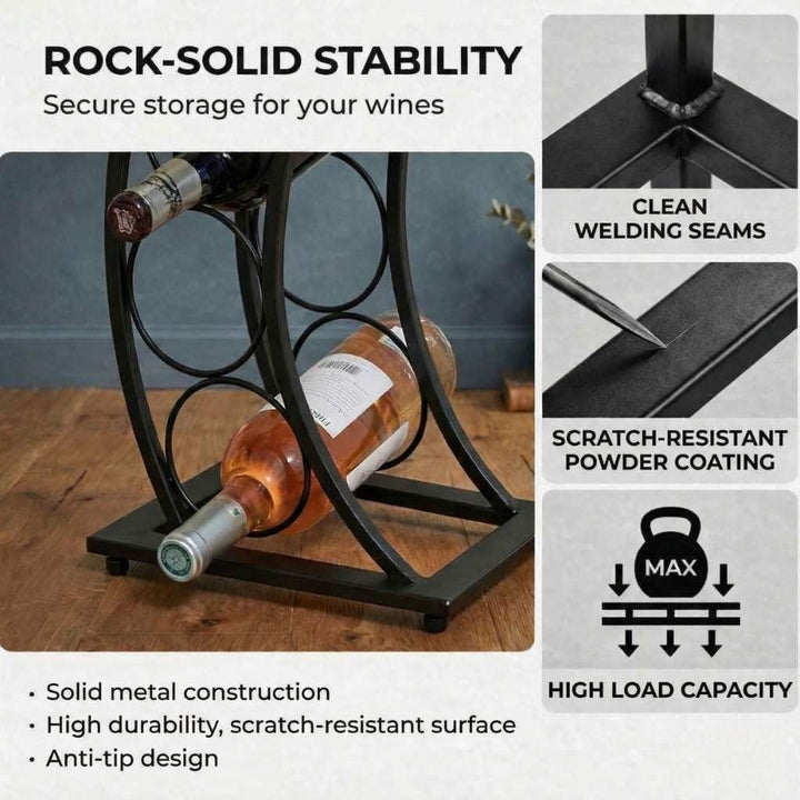 DanDiBo Weinregal aus Metall Schwarz Blumensäule Flaschenständer Elegance 80 cm Flaschenhalter