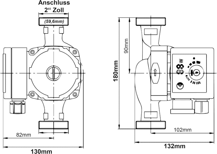 HST | Hocheffiziente Heizungspumpe | Umwälzpumpe | HST EPR 32-8/180 mm | Förderhöhe 8 Meter | Drehza