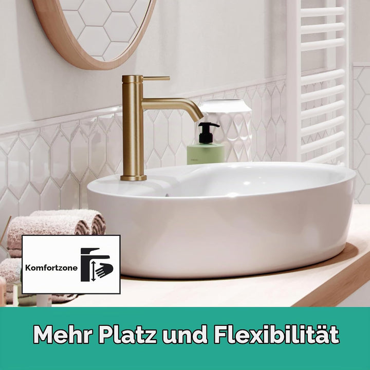 hansgrohe Tecturis S - Waschtischarmatur ohne Ablauf, Wasserhahn Bad mit Auslauf Höhe 110mm, Mischba