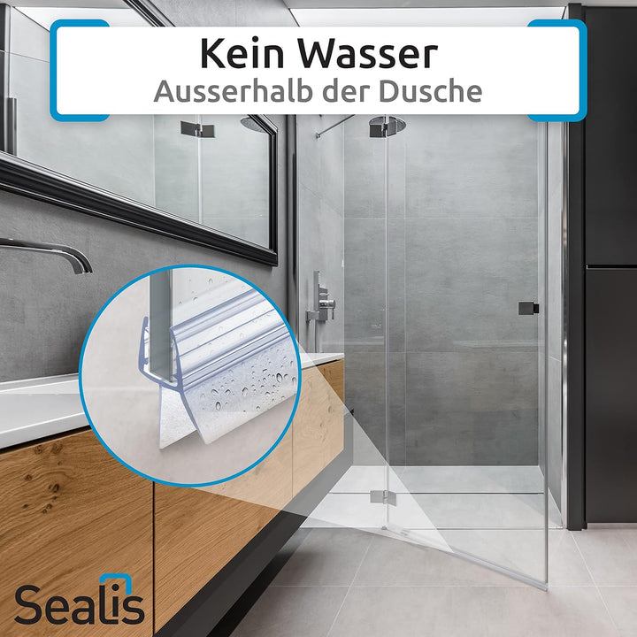 2x 80cm Sealis Ersatz Duschdichtung - Dichtung für 5mm/ 6mm/ 7mm/ 8mm Glastür Duschwand Badewanne Du