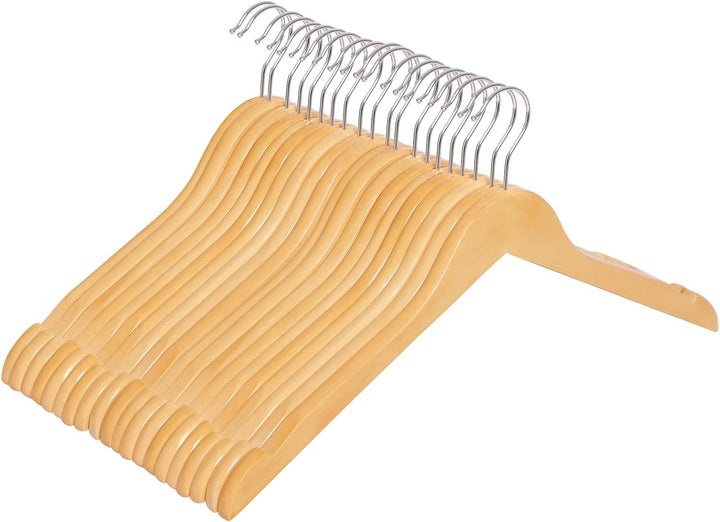SONGMICS Kleiderbügel, 20er Set, Kleiderbügel Holz, aus Massivholz, Holzbügel mit Einkerbungen, Jack