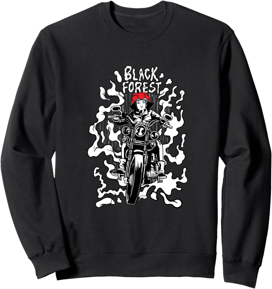 Damen Schwarzwald Mädchen, Bollenhut, Trachten, Bikerin Sweatshirt