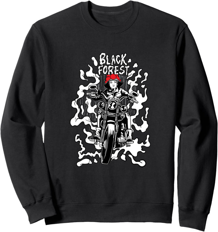 Damen Schwarzwald Mädchen, Bollenhut, Trachten, Bikerin Sweatshirt