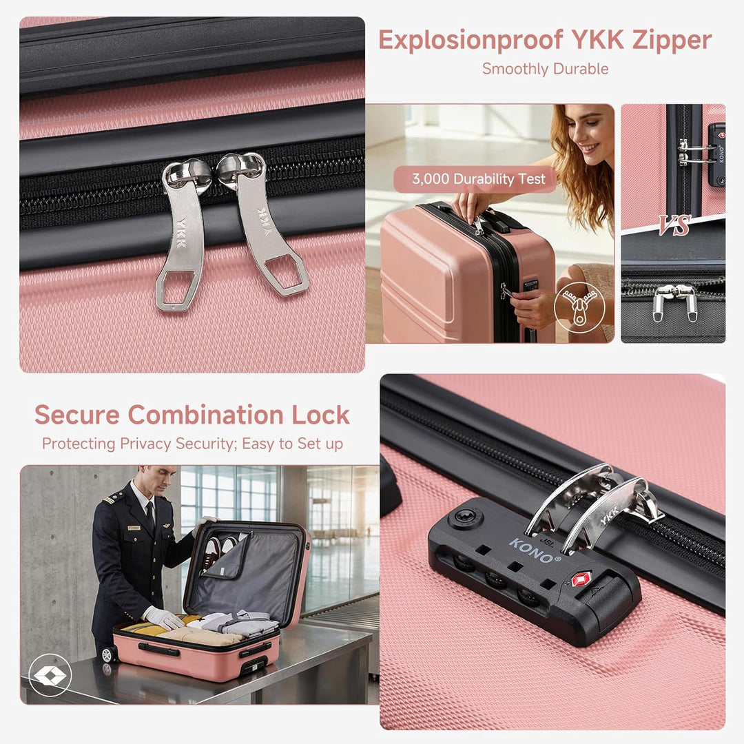 KONO Koffer & Trolleys Mittelgross 24 Zoll Leicht ABS+PC Hartschalenkoffer mit TSA-Schloss Reisekoff