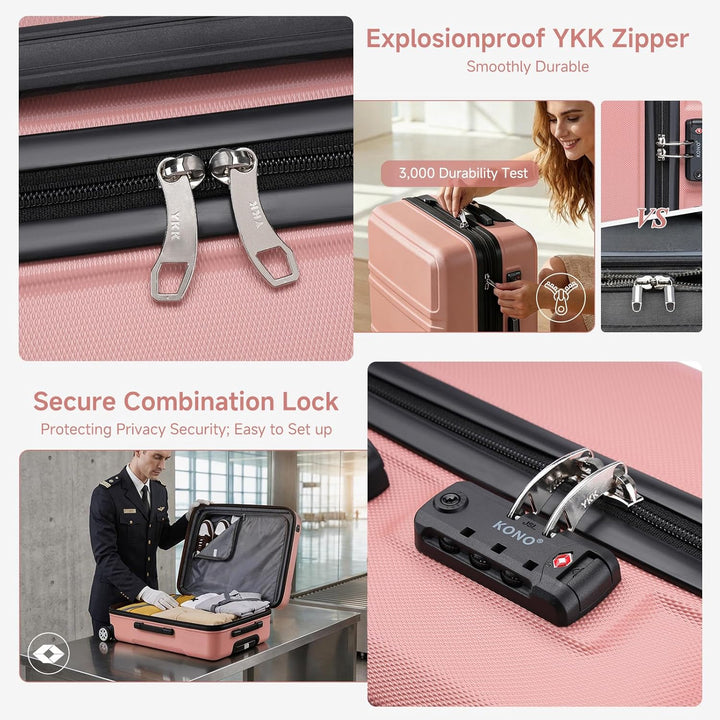 KONO Koffer & Trolleys Mittelgross 24 Zoll Leicht ABS+PC Hartschalenkoffer mit TSA-Schloss Reisekoff