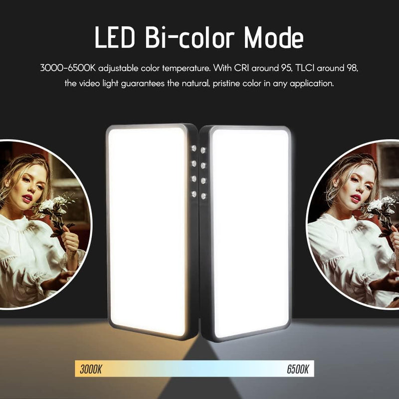 Andoer RGB LED Videoleuchte, Tragbares LED Videolicht 3000K-6500K Dimmbare USB Wiederaufladbarem Fül