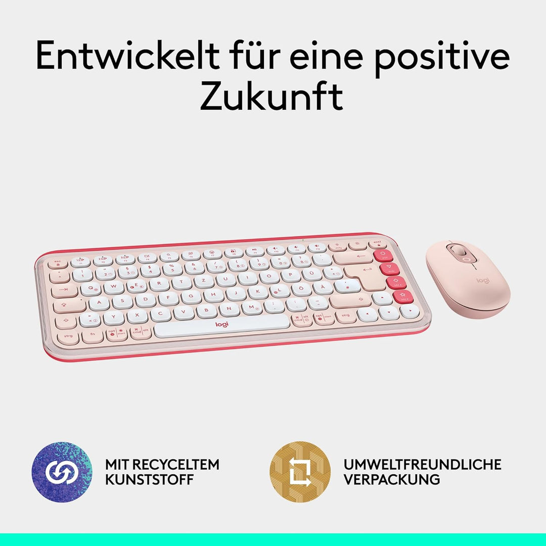 Logitech POP ICON COMBO, Bluetooth-Tastatur-Maus-Set, komfortables Tippen, programmierbare Tasten, l