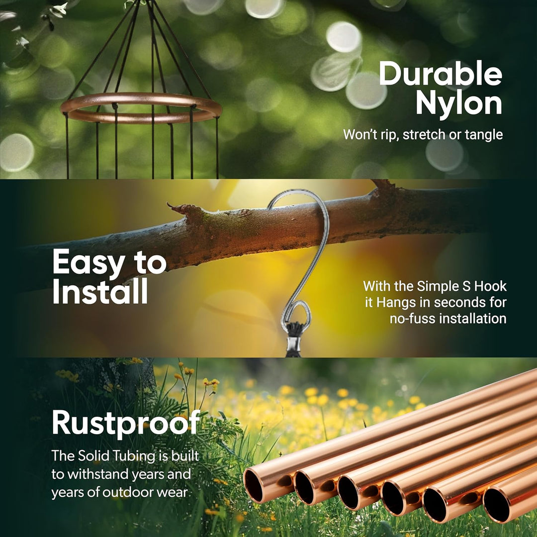 Nature's Melody Aureole Tunes Windspiel, Outdoor-Windspiel mit 6 Röhren, 100% rostfreies Aluminium,