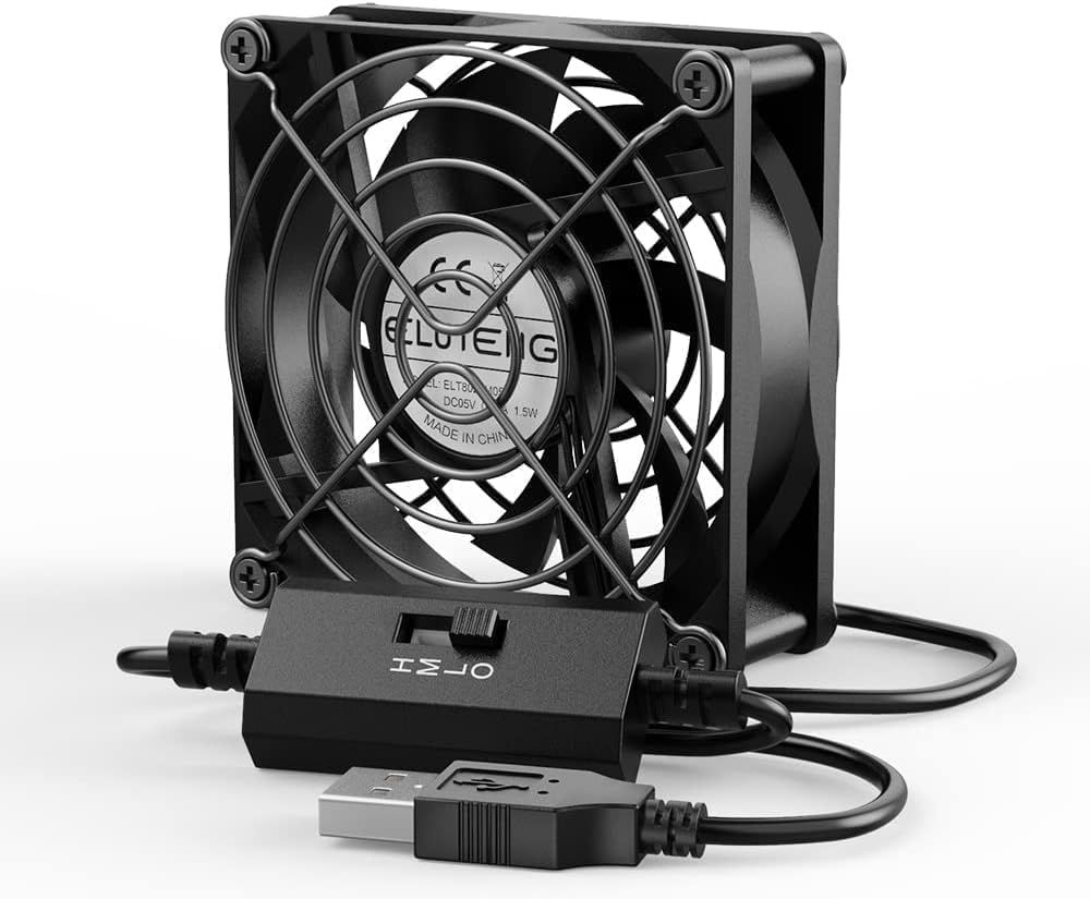 ELUTENG USB Lüfter 80mm 5V mit L/M/H 3 Einstellbare Geschwindigkeiten, Mini Ventilator USB PC Lüfter