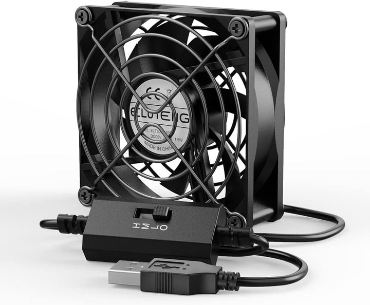 ELUTENG USB Lüfter 80mm 5V mit L/M/H 3 Einstellbare Geschwindigkeiten, Mini Ventilator USB PC Lüfter