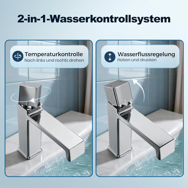 Alphabath Wasserhahn Bad Messinggehäuse Waschtischarmatur mit Keramikkartusche, Mischbatterie Waschb