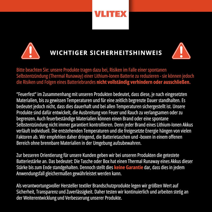 VLITEX Akku Sicherheitsbox | Hochwertig | PREMIUM Feuer und Aufprall Schutz | Hohe Temperaturisolati