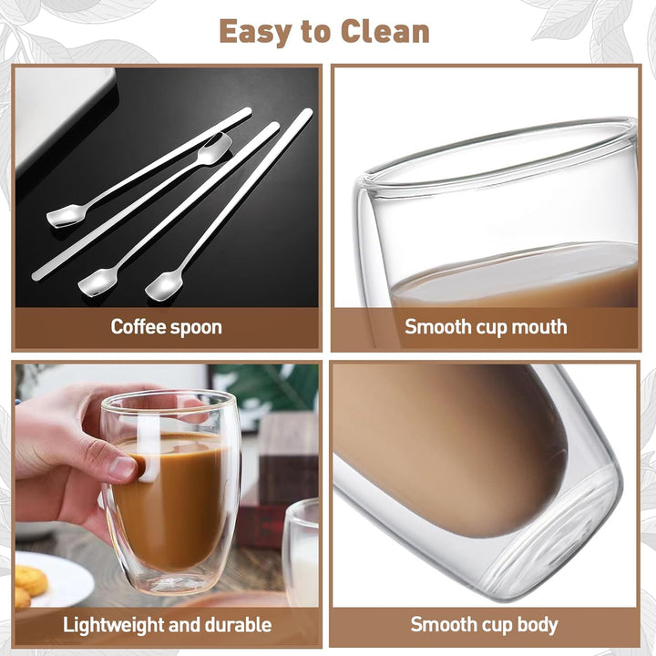 MULEVIP Latte Macchiato Gläser Doppelwandig (6 x 350ml) Doppelwandige Gläser,Doppelwandige Kaffeeglä