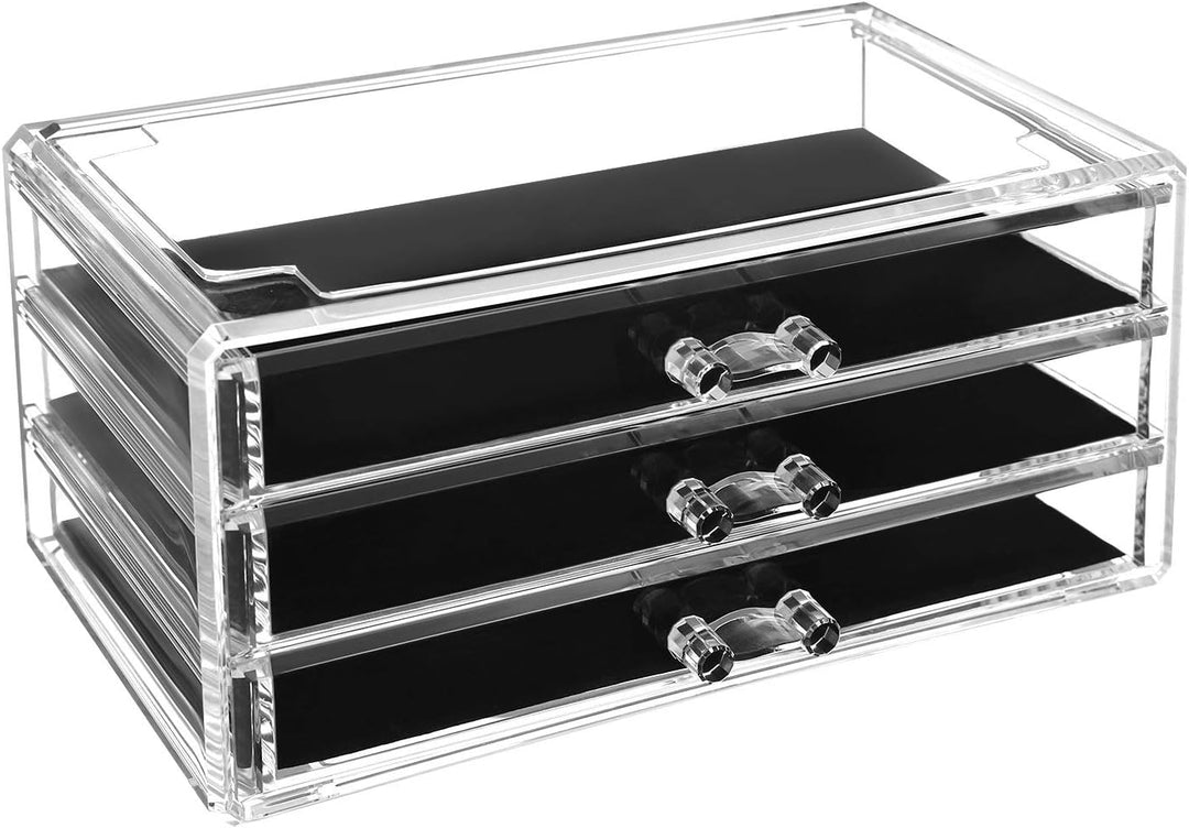 SONGMICS Make-up Organizer, 2 stapelbare Aufbewahrungsboxen für Schmuck und Kosmetik, mit 5 Schublad