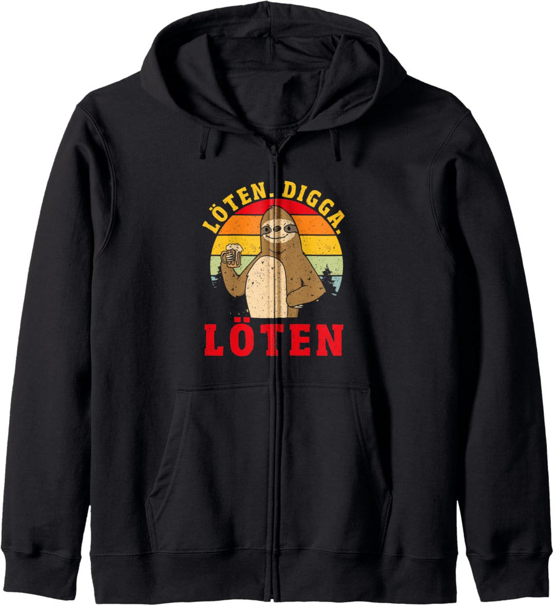 Löten Digga Löten Vintage Faultier Saufen und Party Kapuzenjacke