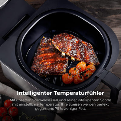 MasterPro Smokeless Grill | Elektrogrill mit Cyclonic Air Max Technologie 260º und 1760W Leistung |