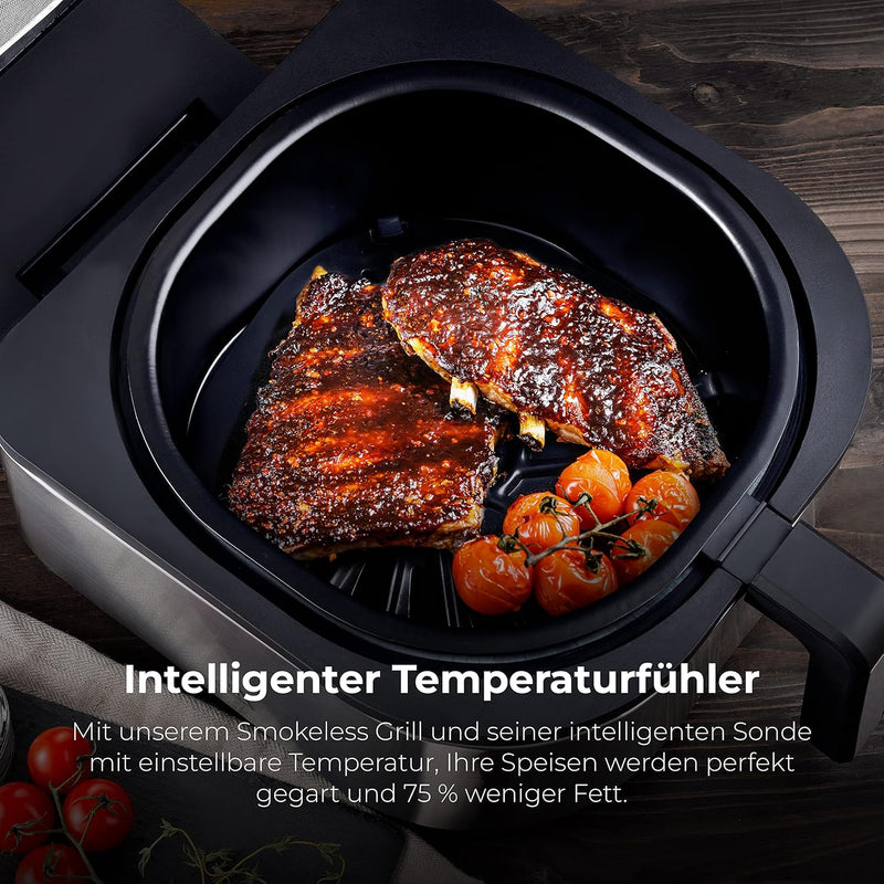 MasterPro Smokeless Grill | Elektrogrill mit Cyclonic Air Max Technologie 260º und 1760W Leistung |