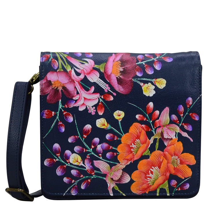 Anuschka Kleine Handbemalte Messenger Bag aus echtem Leder Moonlit Meadow, Moonlit Meadow