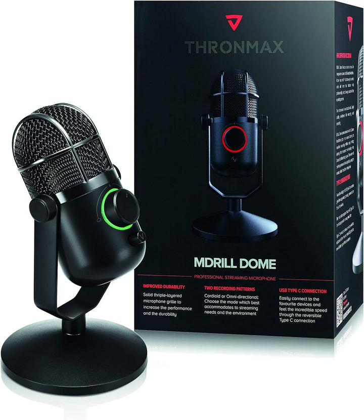 Thronmax Mdrill Dome (M3) Kondensator Mikrofon (Schwarz) für professionelle HD Aufnahmen (48kHz) in