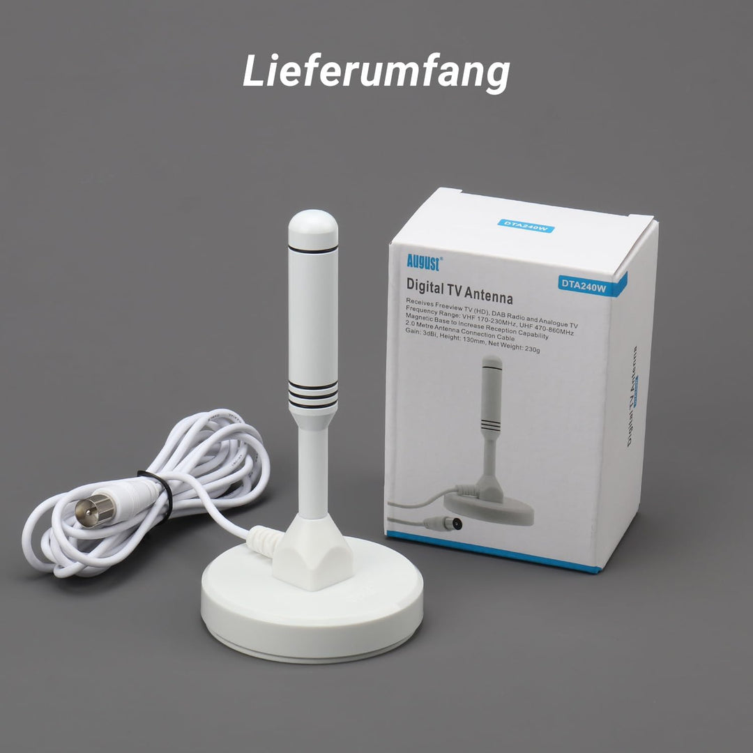 August DTA240 DVB-T/DVB-T2-Antenne - stärkere Stabantenne für digitales Fernsehen/Digital TV/DVB-T2