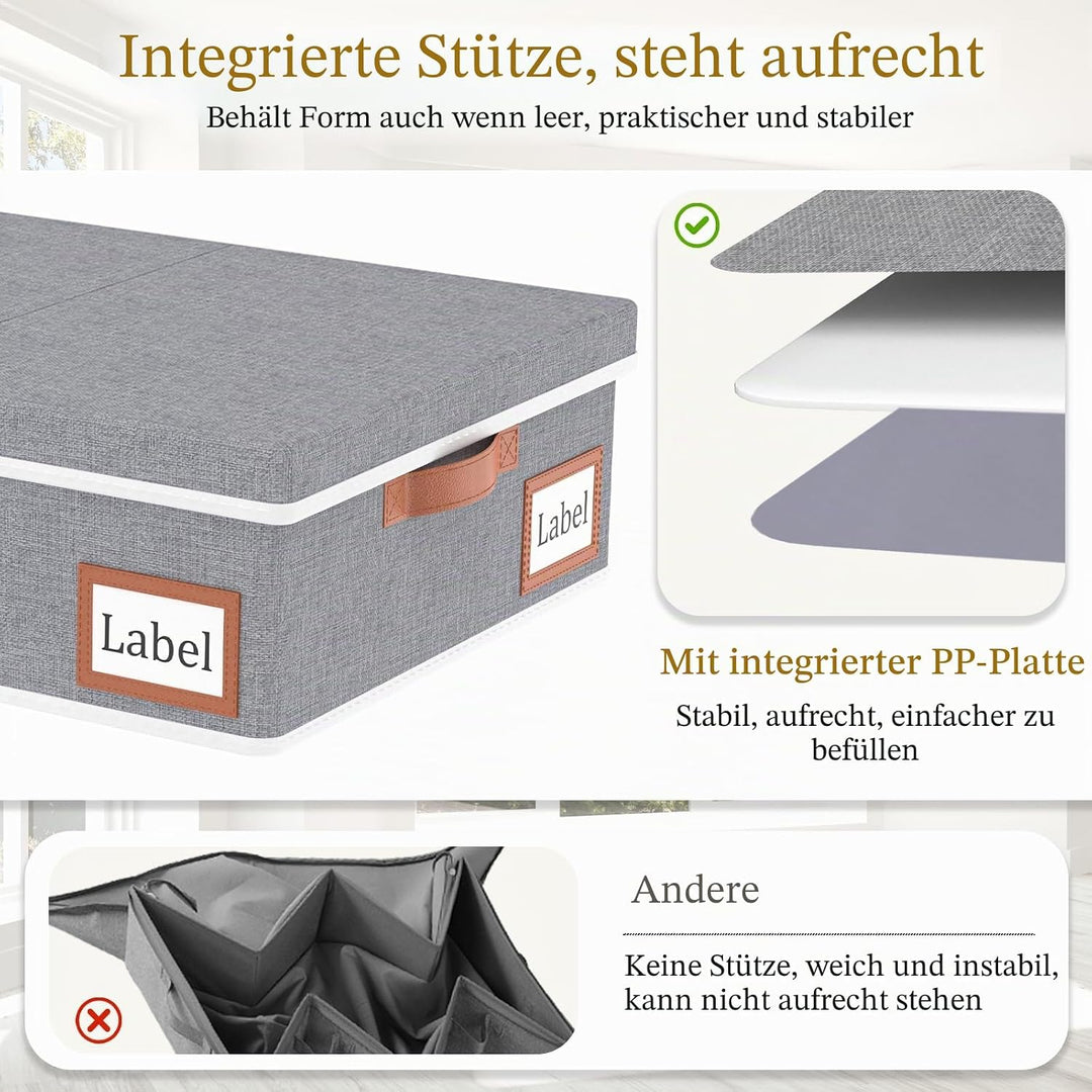Yawinhe 2 Stück Unterbettkommode, Kleideraufbewahrung mit Deckel, Faltbare Aufbewahrungstasche mit H