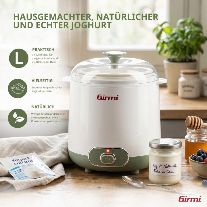 Girmi YG0200 YG02 Joghurtbereiter, Kunststoff, 1.5 liters, Weiss