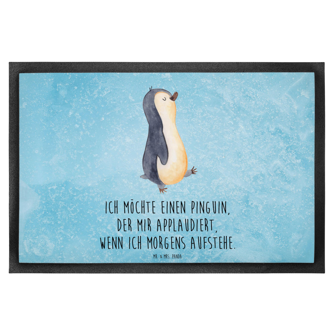 Mr. &amp; Mrs. Panda 50 x 75 cm Fussmatte Pinguin marschierend - Geschenk, Schwester, Motivfussmatte, Fr