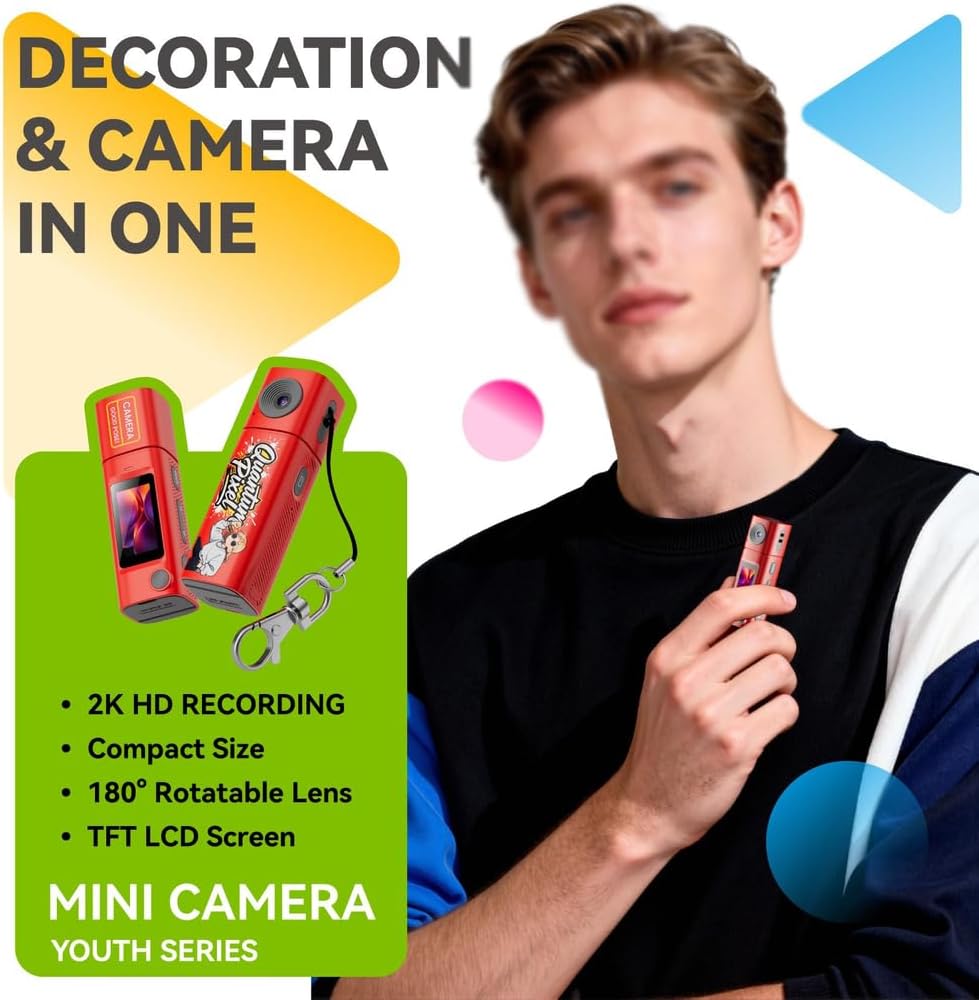 Schüler-Digitalkamera mit 2,4 K HD-Video, 230 ° drehbares Objektiv für Mini für Kamera, tragbares 6,