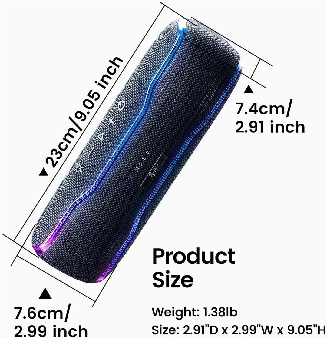 AY Bluetooth Lautsprecher Musikbox Tragbarer IPX7 Wasserdicht Bluetooth Box mit Bunten Licht und Sat