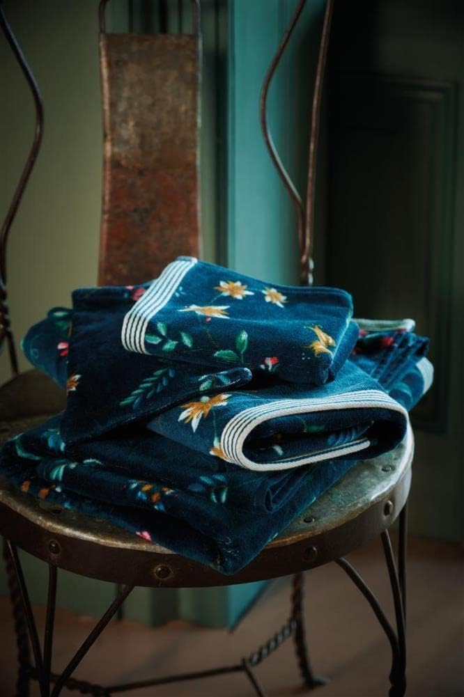 PiP Studio [W] Gästehandtücher Les Fleurs Dark Blue UV UV 30x50 Set a 3