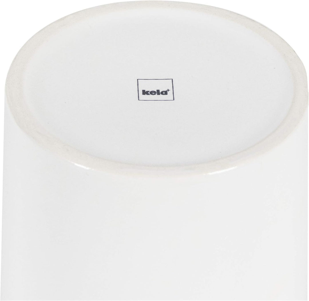 kela Knoblauchtopf Salena, Durchmesser 12 cm, Keramik, weiss, rund, abnehmbarer Bambusdeckel, seitli