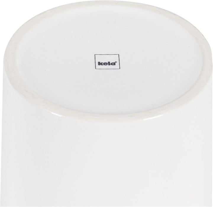 kela Knoblauchtopf Salena, Durchmesser 12 cm, Keramik, weiss, rund, abnehmbarer Bambusdeckel, seitli