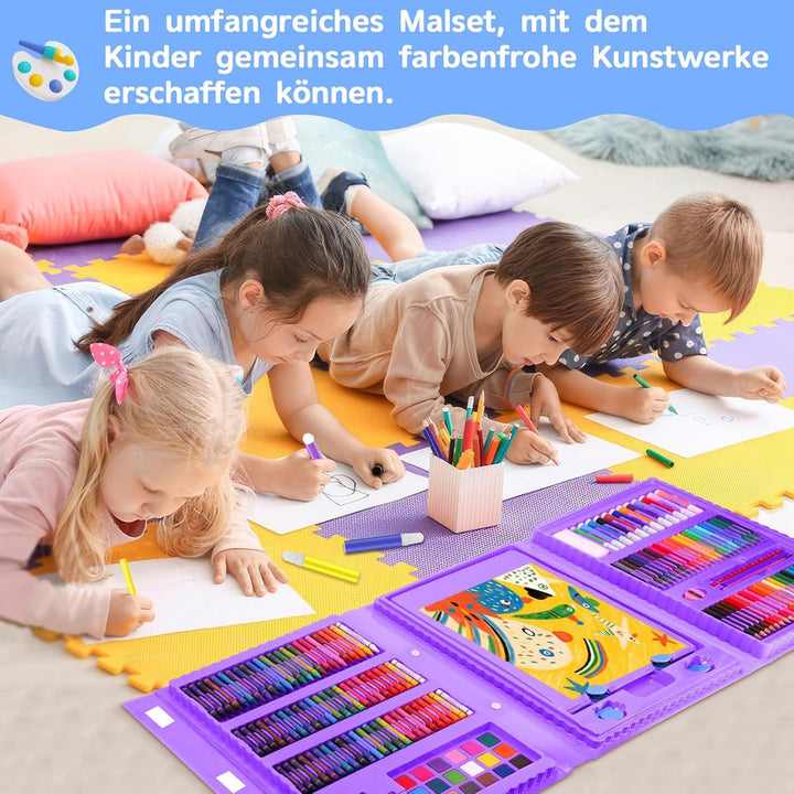 PENCCOR Premium Malset Deluxe – 208-teilig – Malkoffer für Kinder Anfänger Tolles-Buntstifte Set, Wa