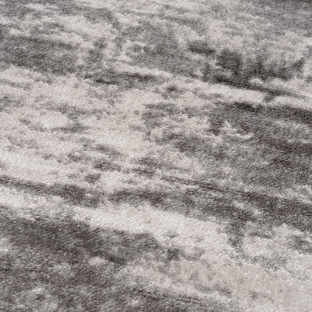 carpet city Teppich Grau Meliert Wohnzimmer - 160 cm Rund - Bordüre, Rauten Muster - Moderne Teppich