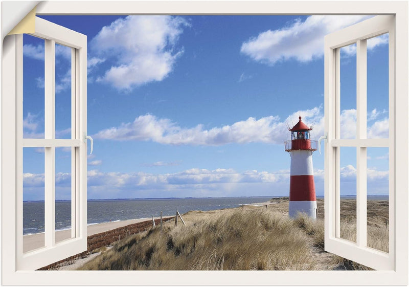 ARTland Wandbild selbstklebend Vinylfolie 100x70 cm Fensterblick Fenster Strand Meer Maritim Düne Le