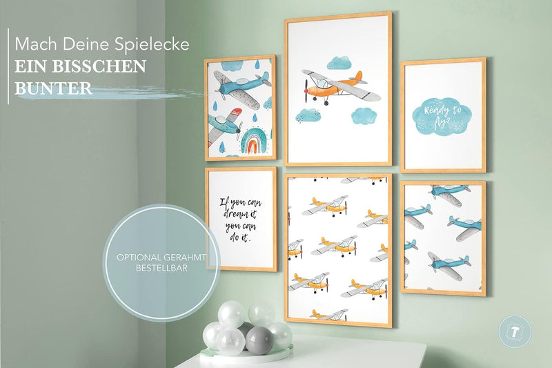 Papierschmiede® Bilder Kinderzimmer Kids Mood Poster Set Flugzeuge, Kinderzimmer Bilder Babyzimmer D