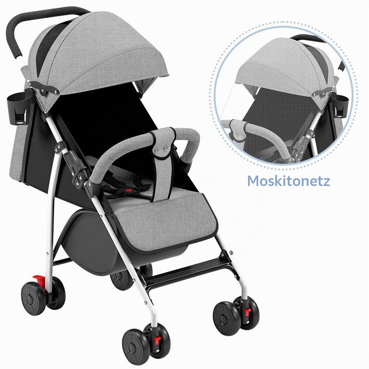 Kompakter Kinderwagen, 0 bis 4 Jahre (30 kg max), leicht (4,10 kg), Buggy für Babys, Komfort, faltba
