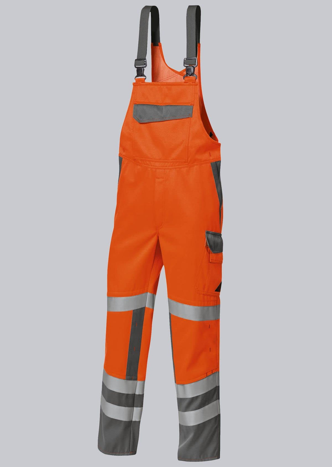 BP 2214-840-8553-62n Latzhose, Stretch-Hosenträger mit Clipbefestigungen, 320,00 g/m², Warnorange/du
