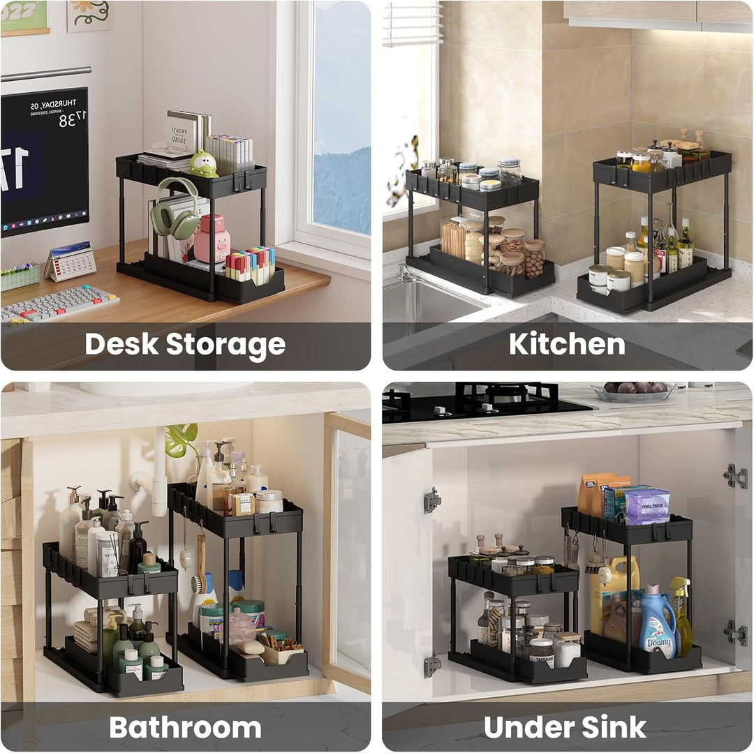 Küchen Organizer - 2 Stück Unter Waschbecken Regal Organizer - Ausziehbares Lagerregal Organizer mit
