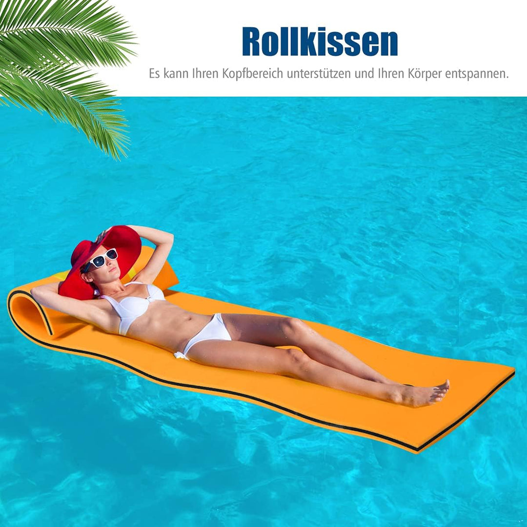COSTWAY Schwimmmatte 355 x 183 cm, Schwimmende Wassermatte bis 400 kg belastbar, Schwimmmatte aus re