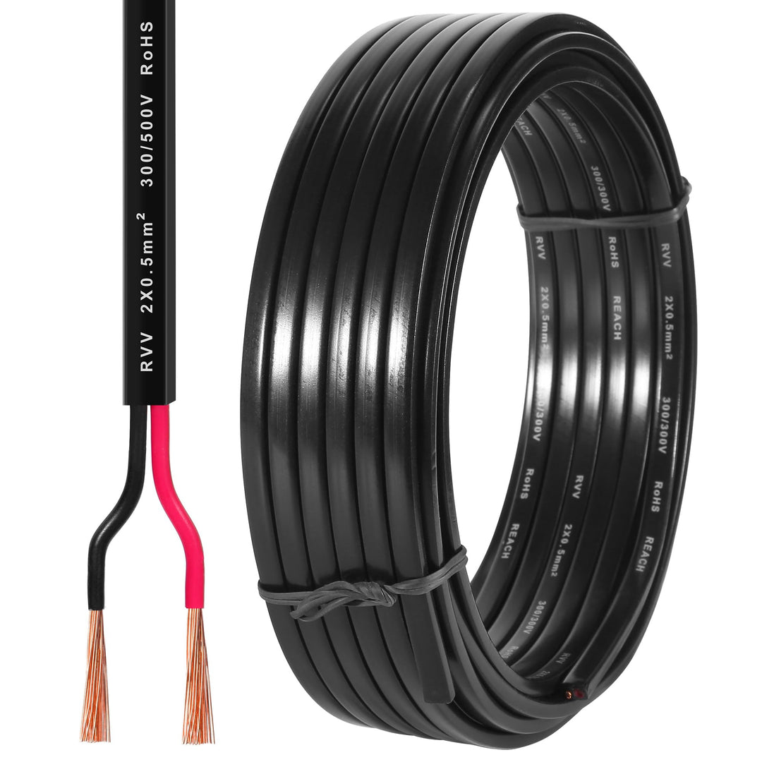 D-TECH 2 Adriges Flach Fahrzeugleitung Anhängerkabel 50m, 5V-80V 2 Adriges Kabel für Anhänger Beleuc