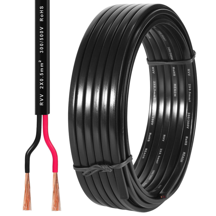 D-TECH 2 Adriges Flach Fahrzeugleitung Anhängerkabel 50m, 5V-80V 2 Adriges Kabel für Anhänger Beleuc