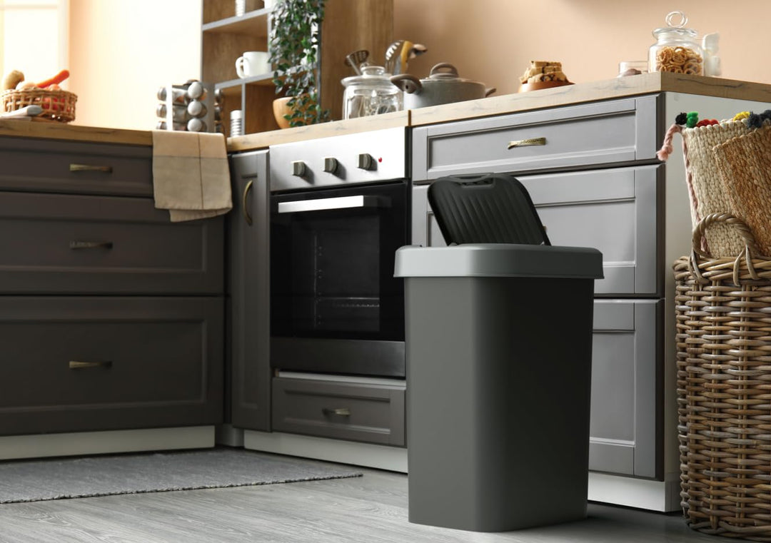 Plana FLIP BIN Mülltonne - mit Öffnung in 2 richtungen - Mülleimer Küche - Abfalleimer Küche mit Dec