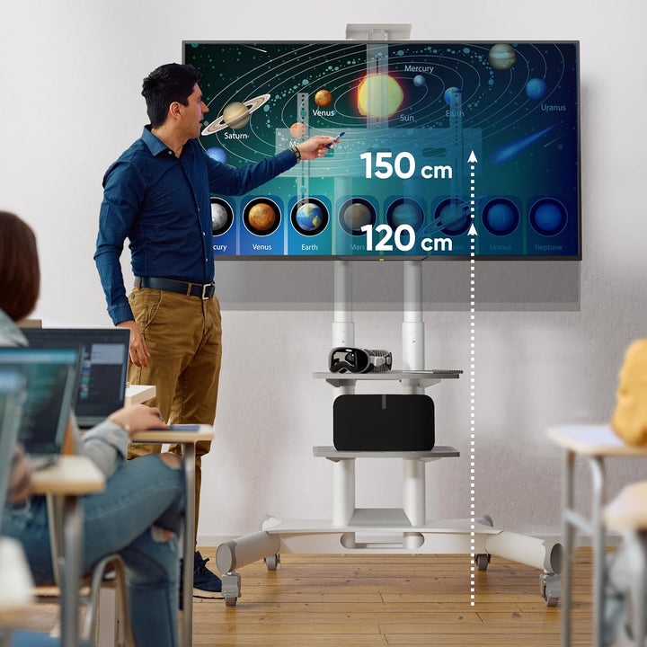 ONKRON TV Bodenständer höhenverstellbar & TV Ständer rollbar - VESA Standfuss 600x400 für 40-70 Zoll