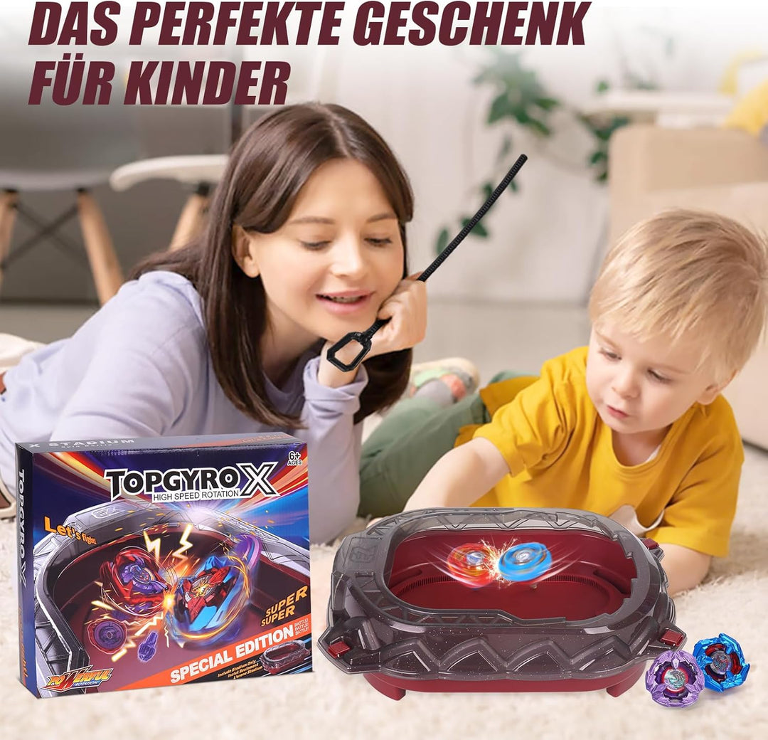 X Stadion Kampfset, Spinning Tops Arena mit Speedstrecke & geschlossenem Dach, Hochwertiger Kunststo
