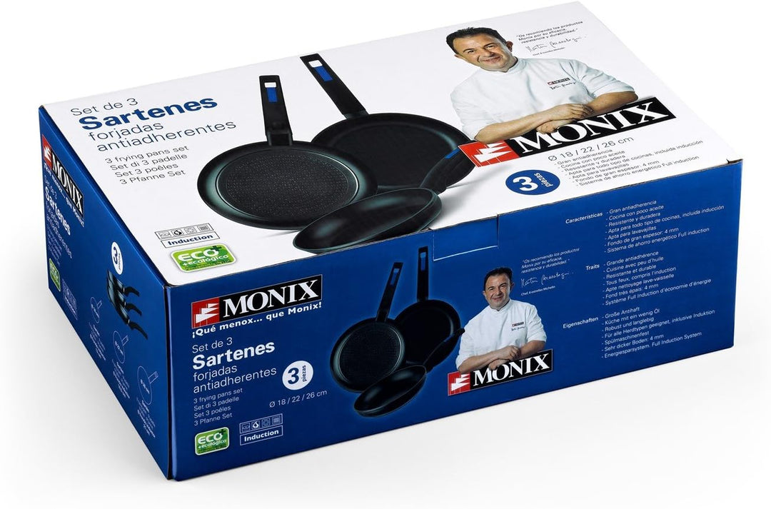 MONIX Martín Berasategui | Set mit 3 Bratpfannen, geschmiedetes Aluminium mit PFOA-freier Antihaftbe