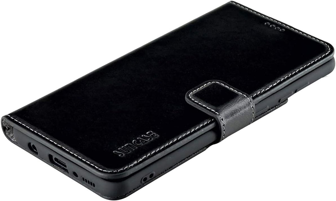 Suncase Book-Style Hülle kompatibel mit Samsung Galaxy M51 Leder Tasche (Slim-Fit) Lederhülle Handyt